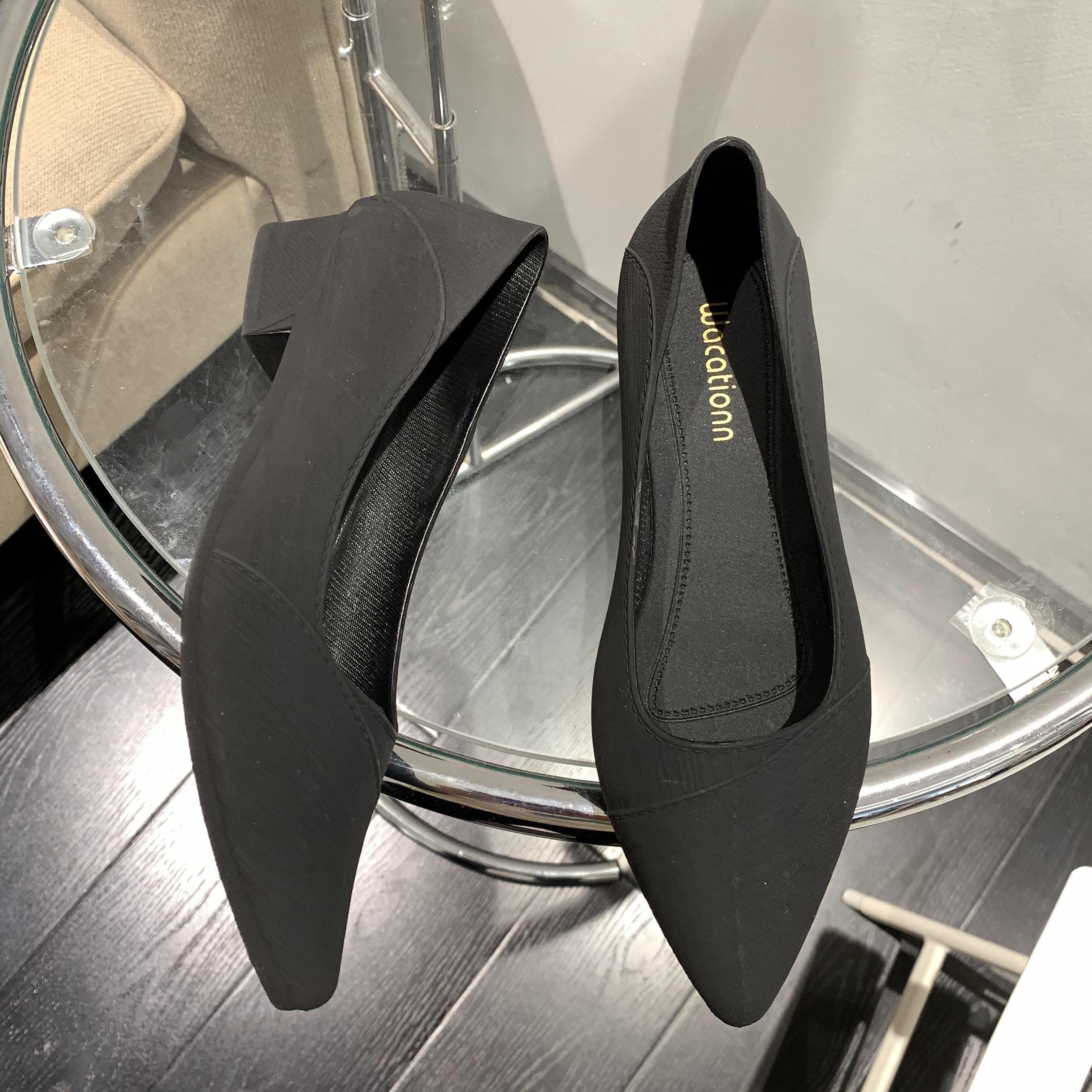 Women’s Solid Color Chunky Heels Casual Point Toe Slip-On Pumps