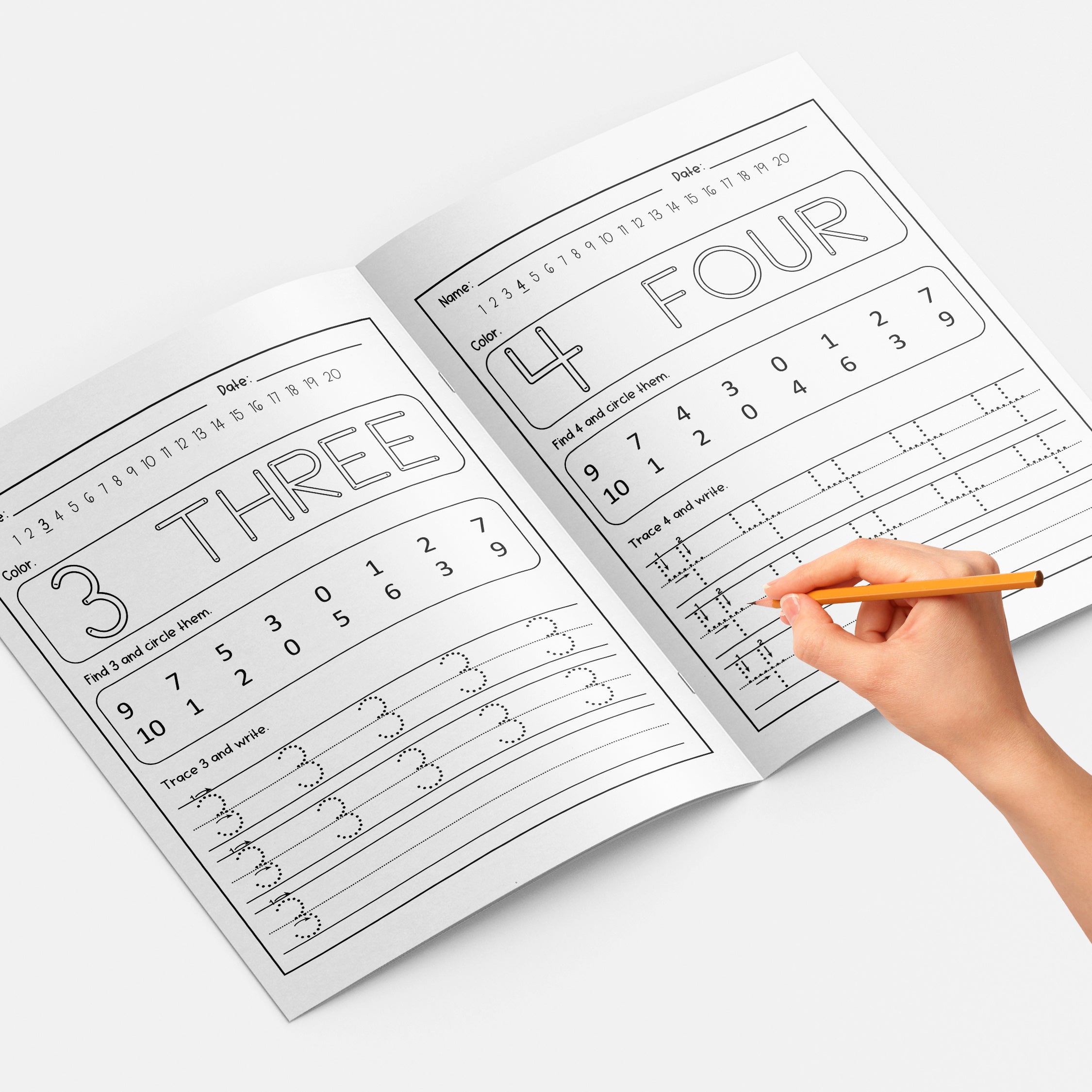 Детская книга для раскрашивания и практики чисел для обучения счету и цветам