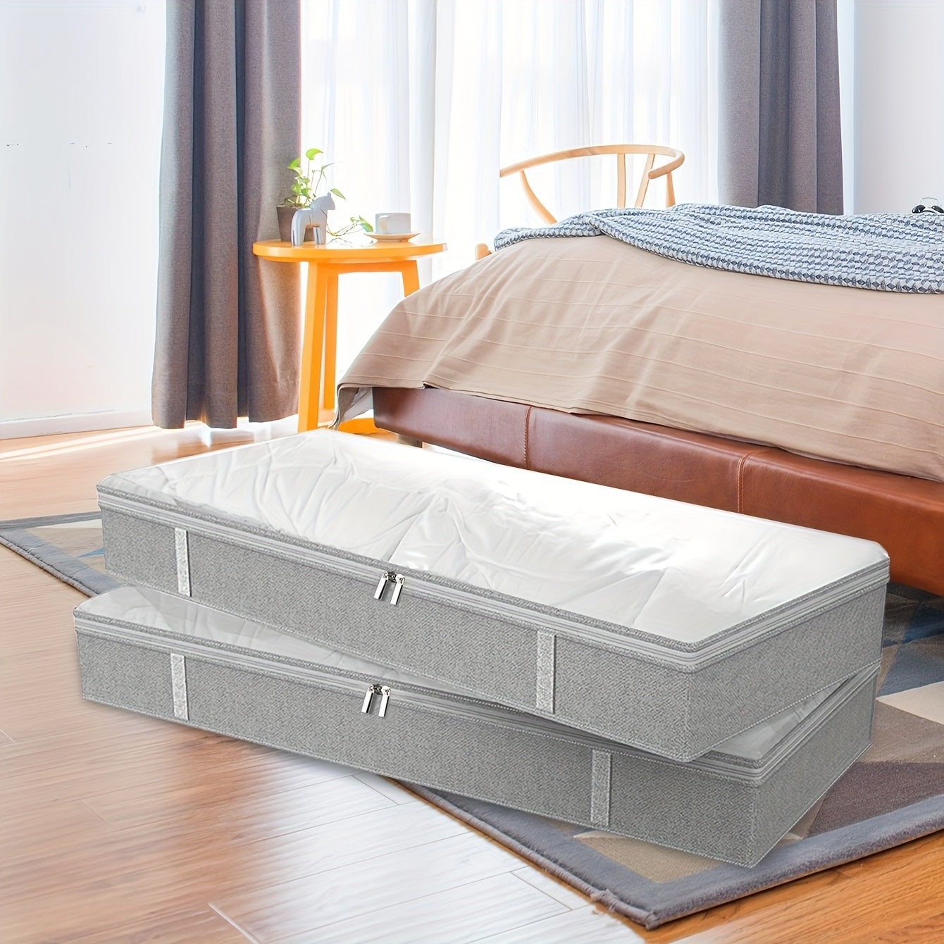Large Capacity Foldable Under Bed Storage Box with Handles for Clothes and Linens