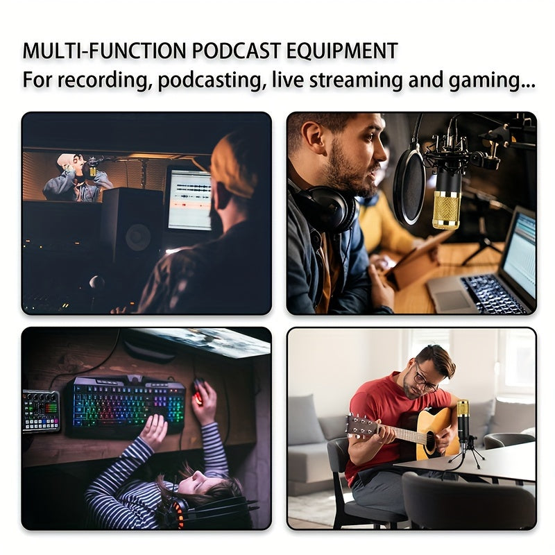 All-in-One Podcasting Kit with Condenser Microphone and Mixer for Studio Recording Voice Overs Streaming