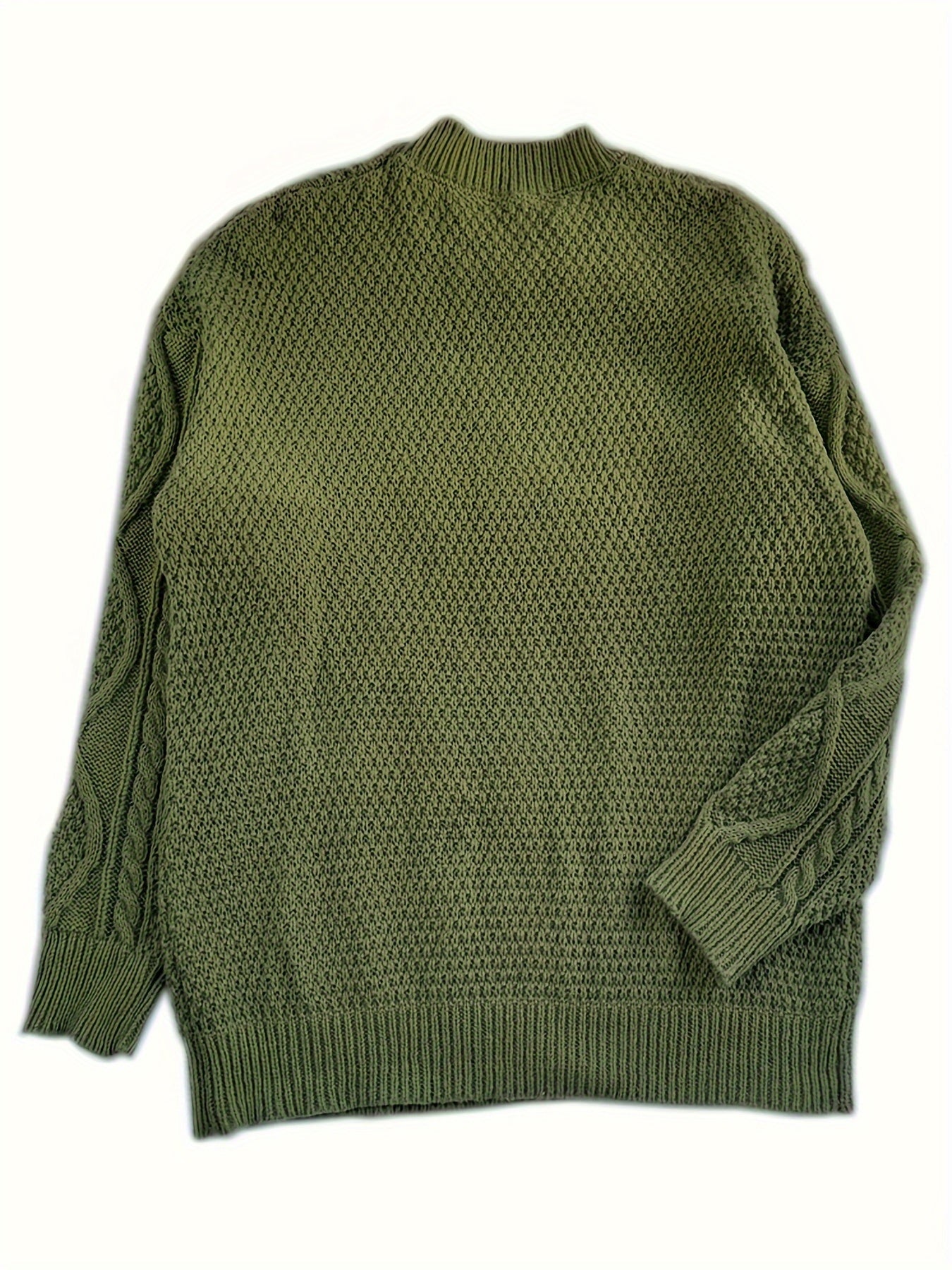 Plus Size Cable Knit Crew Neck Sweater Women Long Sleeve Fall Winter