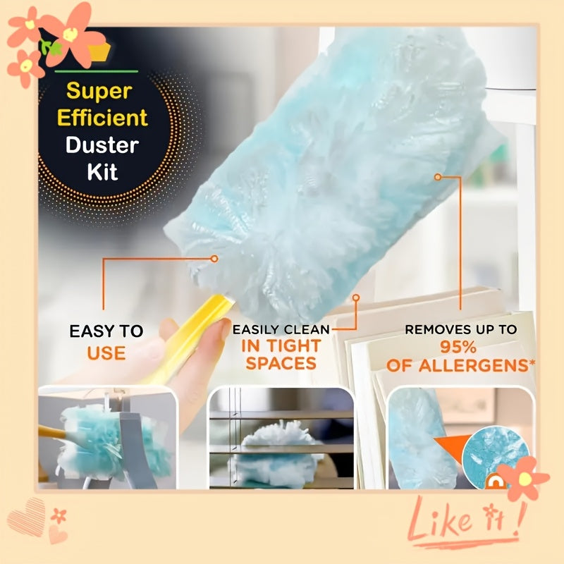 10 ta bir martalik almashtirish matolari va uy, mebel, avtomobillar, klaviaturalar va boshqalarni tozalash uchun qo'l bilan ishlatiladigan cho'tkasi bilan statik chang olib tashlash to'plami.