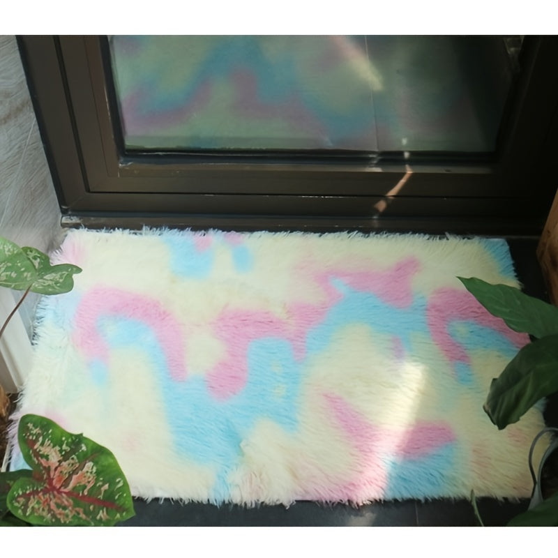 Light Gray Plush Floor Mat Non-Slip Bathroom Bedroom Living Room