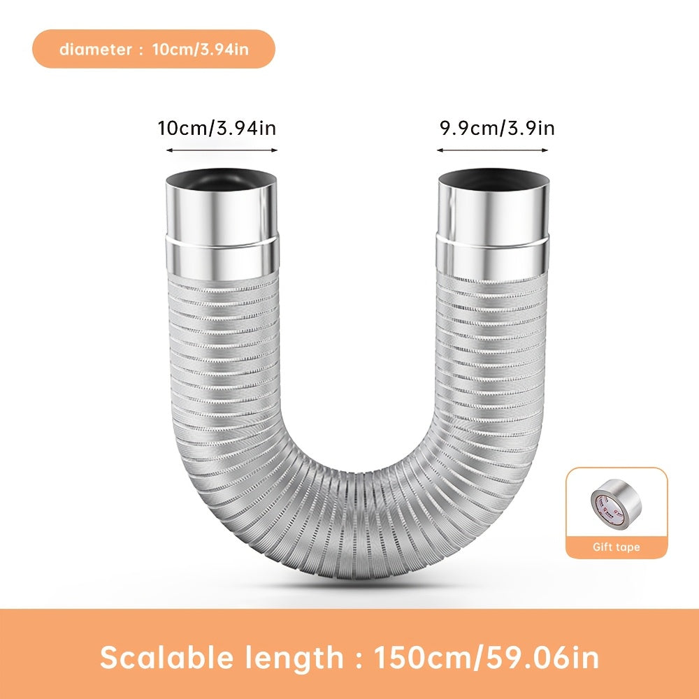 Aluminum Fireplace Chimney Pipe 149.86cm Flexible Ventilation Duct for Stove and Tent