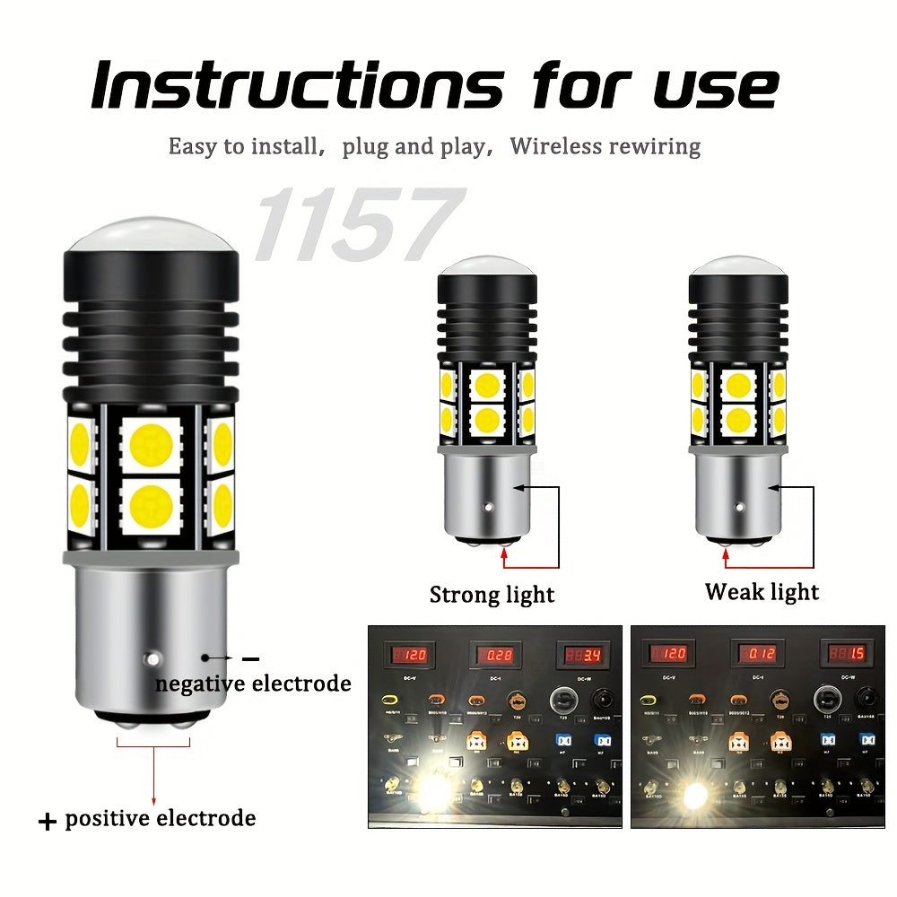 2 Pack White LED Brake Light Bulbs 1156 P21/5W Turn Signal Reverse