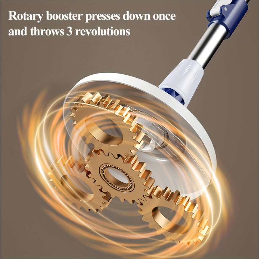 Self-Wringing Spin Mop and Bucket Set with Reusable Pads for Hardwood and Tile Floors