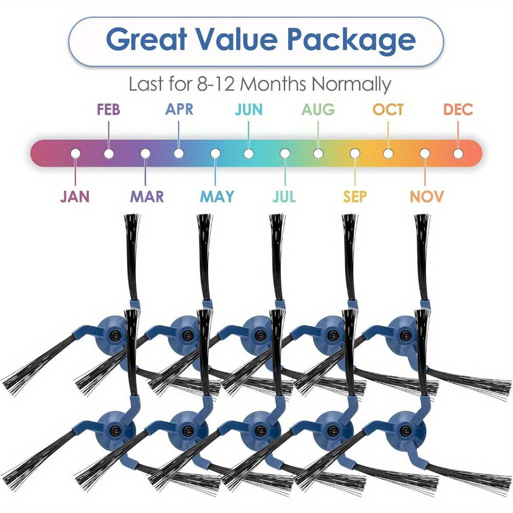10 dona almashtirish yon cho'tkalar robot changyutgich uchun mustahkam plastmassa, ko'k kliplar
