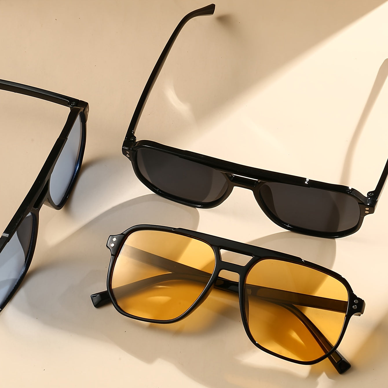 Erkaklar va ayollar uchun ikkita retro moda ko‘zoynaklari, katta anti-yorug‘likdan himoyalovchi quyosh ko‘zoynaklari, haydash, plyaj, sayohat uchun