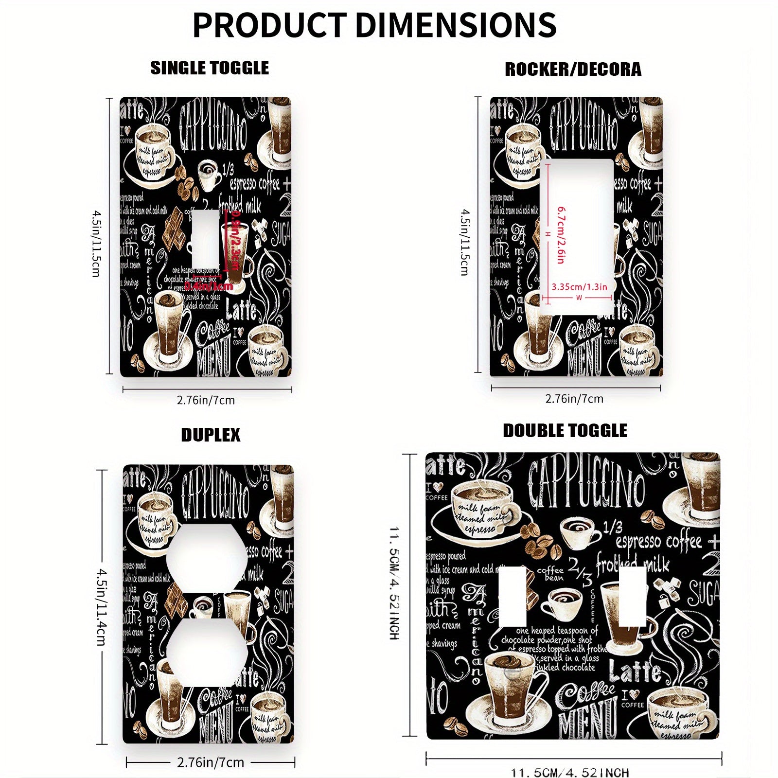 Placa decorativa de pared para dormitorio y cocina, de 1 o 2 módulos con patrón de café