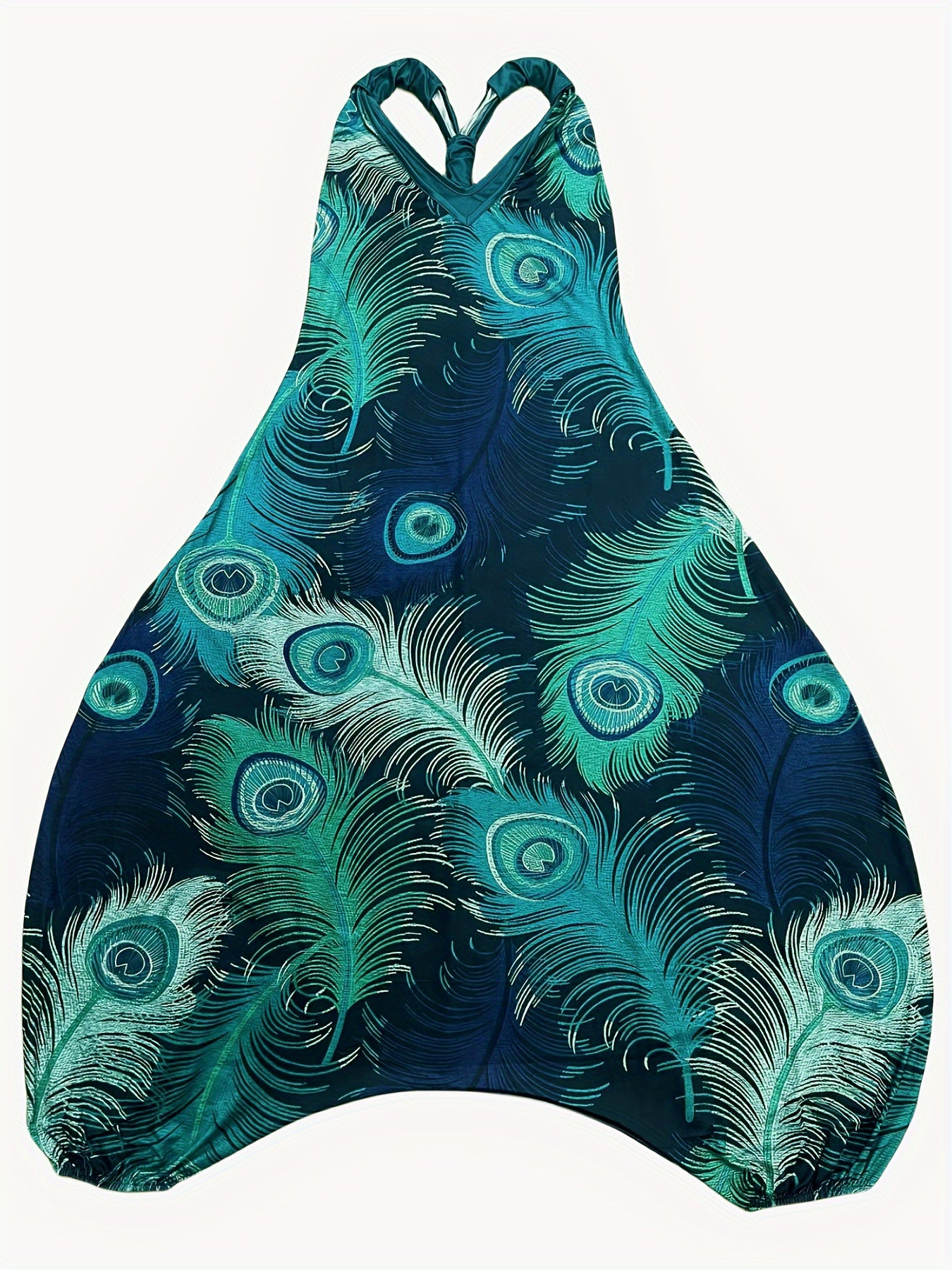 Women's Plus-Size Printed Jumpsuit Casual Sleeveless Wide-Leg