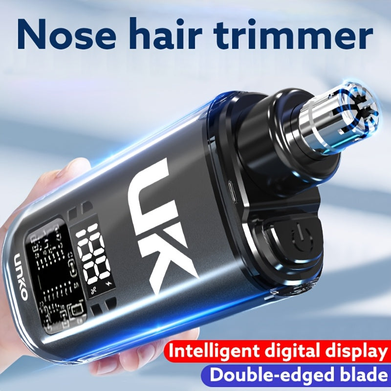 Unisex Stainless Steel Electric Nose Hair Trimmer with LED Display