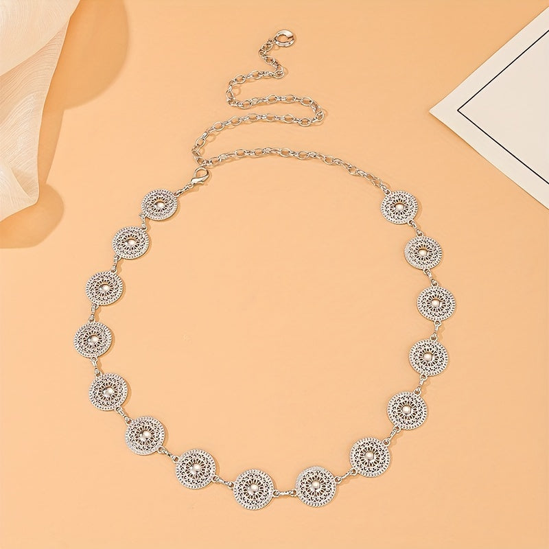 Женский золотой круглый полый поясной цепь украшение для фестивалей и вечеринок