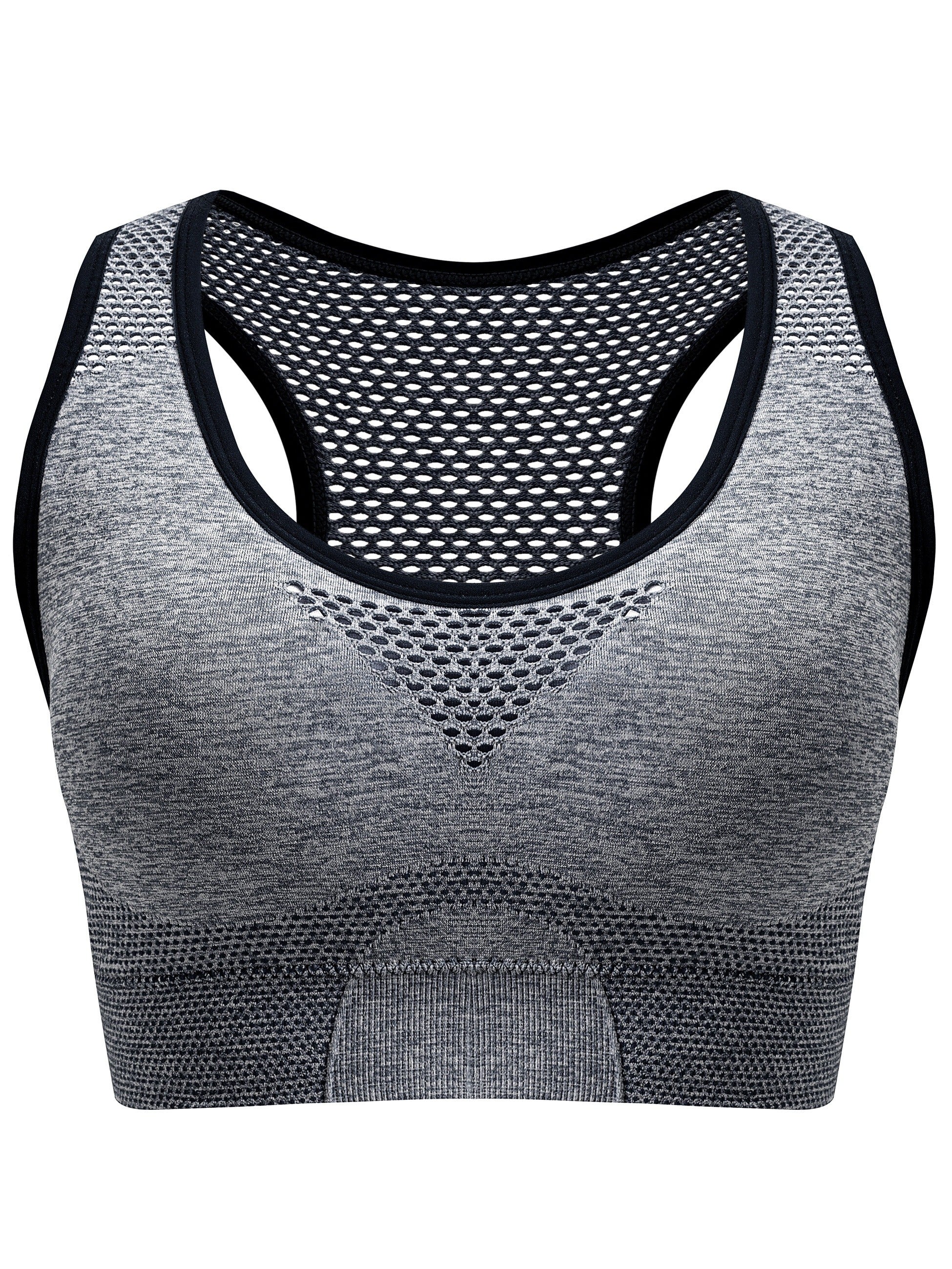 Plus-Size Seamless Yoga Bra Mesh Sports Bra for Running Exercise