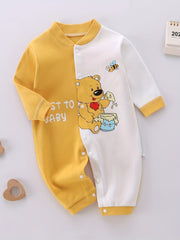 Baby Romper for 0-3 Years Old Cotton Dinosaur Cartoon Color Block Spring Fall Outdoor