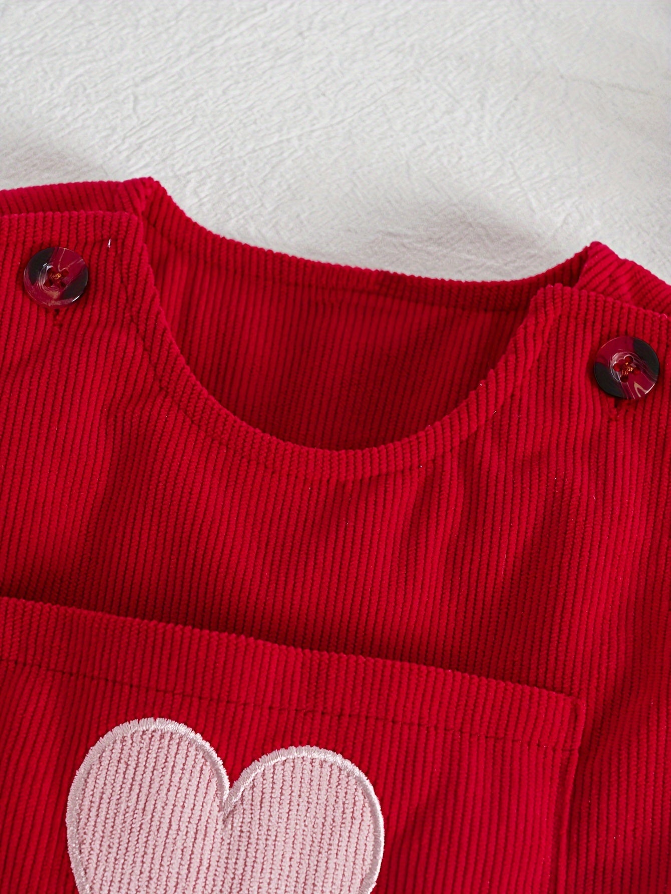 Qizlar uchun qizil kombinezon, yurakli tikuvchali, polyester, kundalik qishki kiyim