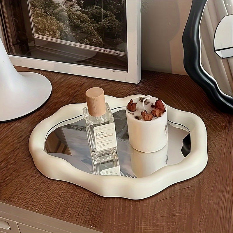Adjustable Desktop Makeup Mirror with Glass Surface, Plastic Frame, Compact and Portable