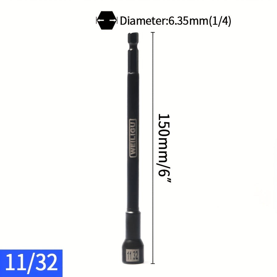 Magnetic Socket Set Black Chrome Vanadium Steel 150mm Extension