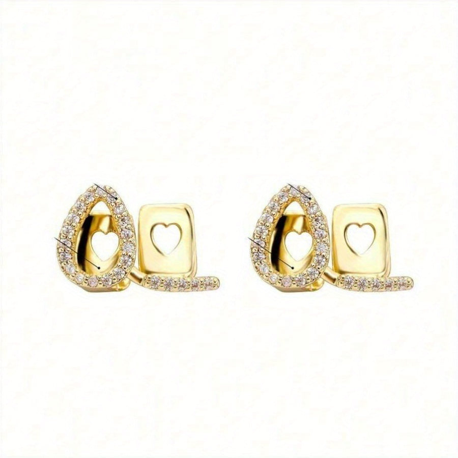 Set of 2 Gold Plated Tooth Grills with Cubic Zirconia Hip Hop Jewelry for Men and Women