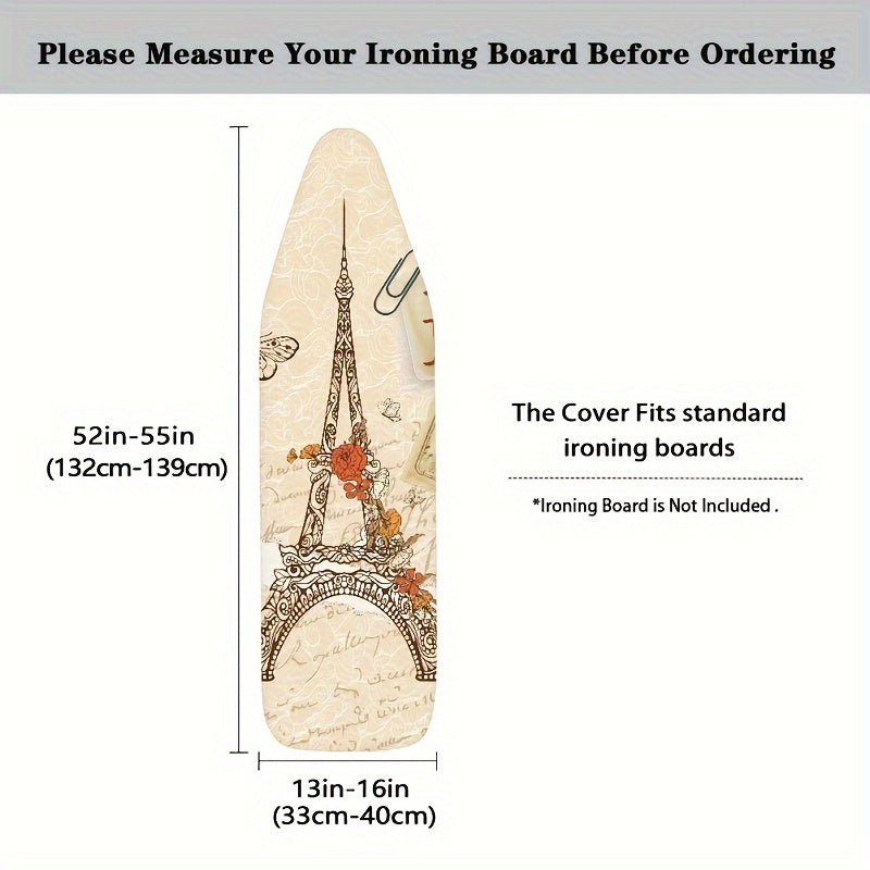Elegant Eiffel Tower Print Ironing Board Cover 38x137 cm Stain-Resistant Padding