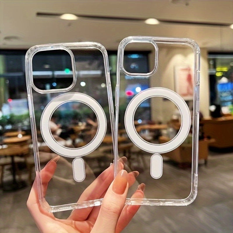 Clear Transparent Magnetic Phone Case for iPhone X to 16 Series Hard Back Soft Edges Wireless Charging