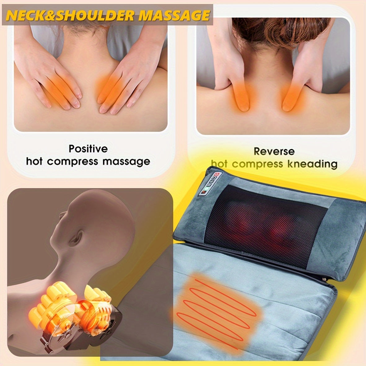 Massage Mattress with Heating, 10-Zone Vibration, Foot and Calf Massage, Grey Velvet Fabric