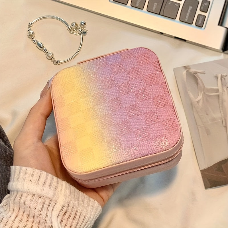 Шкатулка для хранения украшений для серег, ожерелий, колец, маленький дорожный органайзер