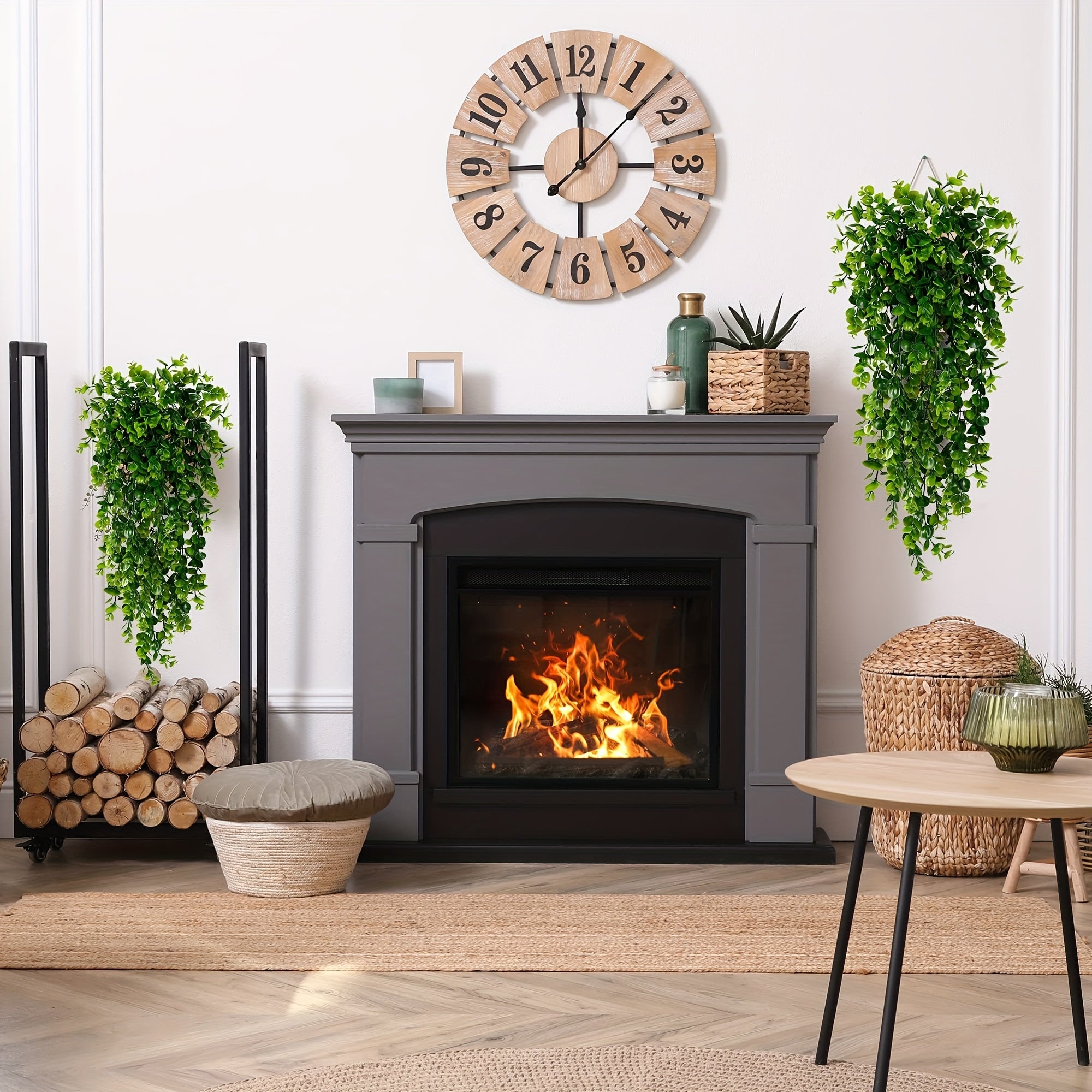 Artificial Eucalyptus Vine Hanging Plants Set of 2 4 8 UV Resistant Plastic Indoor Outdoor Decor