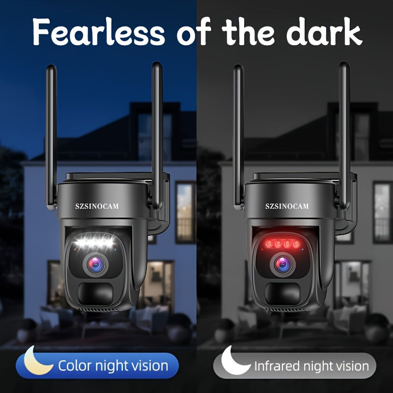 Cámara de seguridad solar inalámbrica 1080P PTZ visión nocturna detección de movimiento Wi-Fi exterior