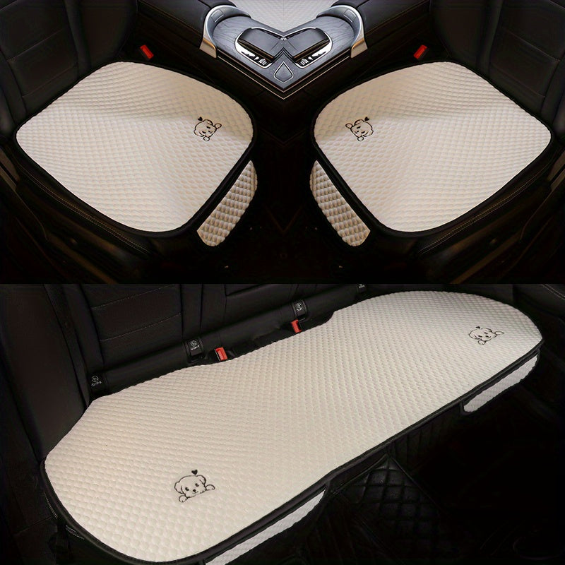 Car Seat Cover Set 3pcs Breathable Linen Style Universal Summer Seat Protectors