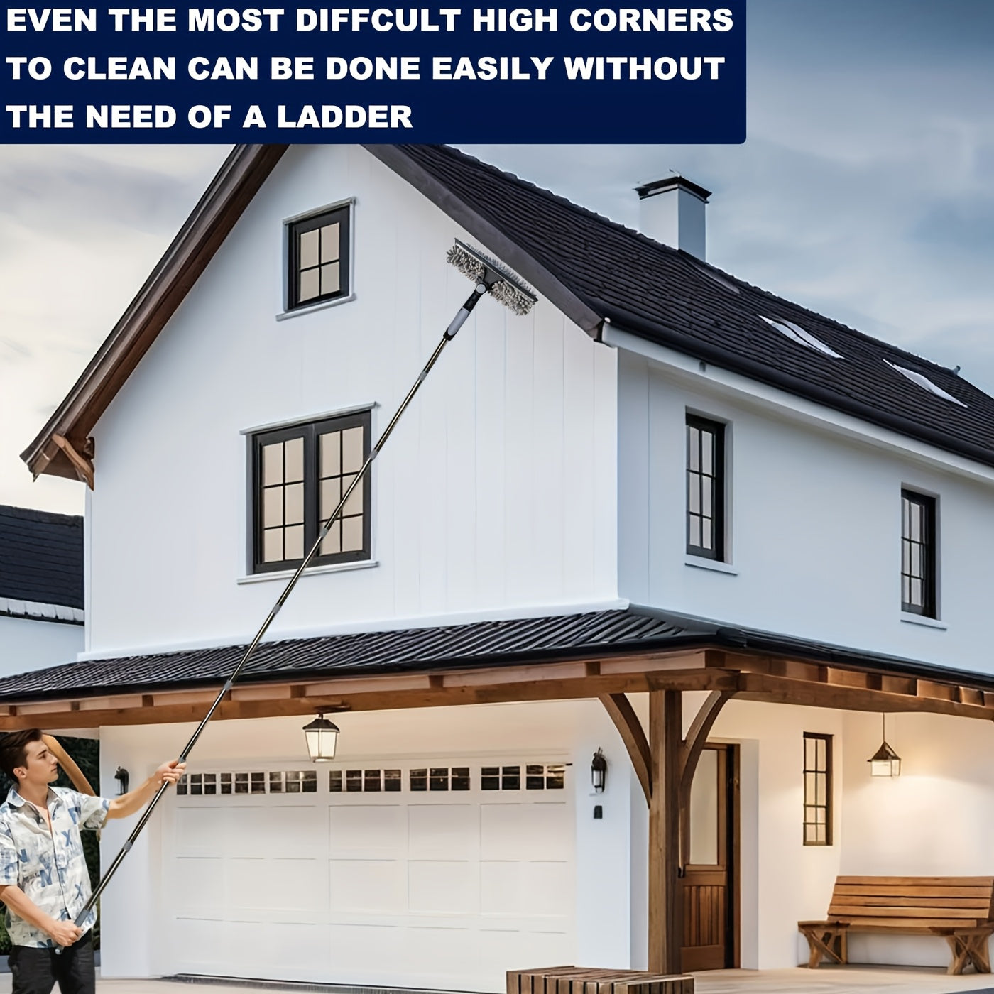 Yengil alyuminiy tayoq to'siq tozalagich, tortiladigan dizayn – mustahkam zanglamaydigan po'latdan yasalgan tutqich, o'rtacha cho'tka qattiqligi, tijorat tozalash uchun ideal