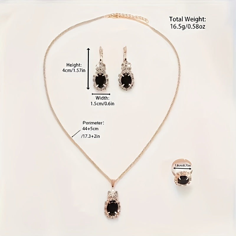 Women's Watch Set with Starry Sky Quartz Watch and Jewelry Oval Pendant