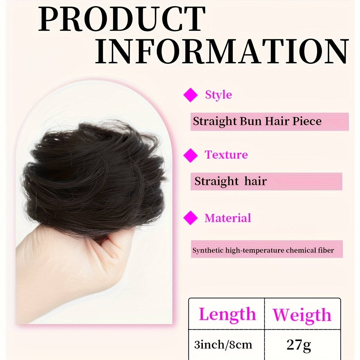 Women Synthetic Hair Bun Ponytail Extension 3-Inch Elastic Donut for Casual and Party Wear