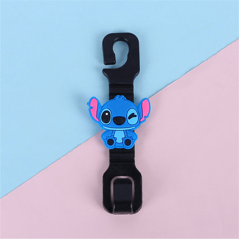 2pcs Cute Cartoon Stitch Seat Hook Car Accessories Kawaii Anime Convenience Hooks