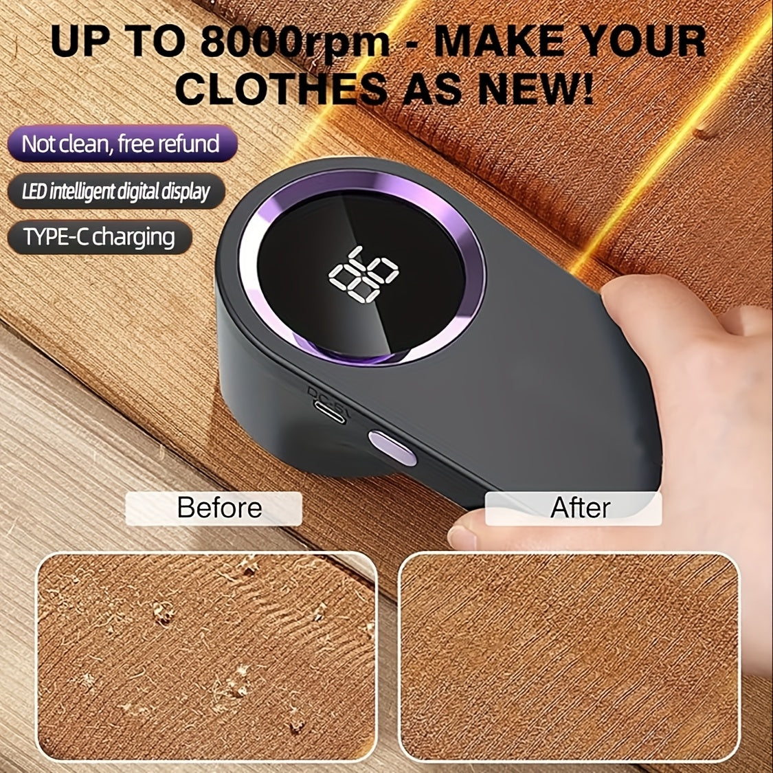 USB Rechargeable Portable Lint Remover for Clothes Sofas and Carpets