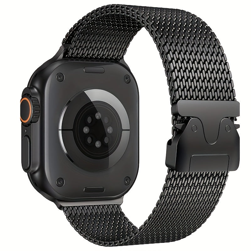 Correa de malla Milanesa de acero inoxidable para reloj Apple Watch resistente al agua, duradera y segura