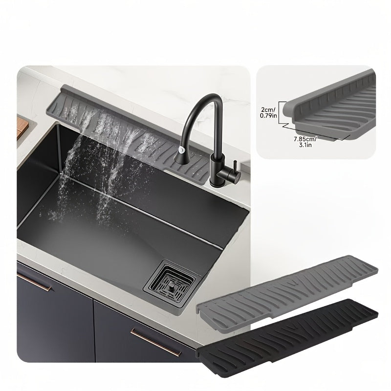 1 dona FlexiGuard silikon lavabo splash guard va tomchi tutuvchi taxta oling - oshxona va hammom uchun - ingichka suv to'sig'i va sirpanishga qarshi countertop himoya mat.
