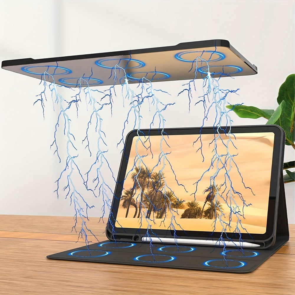 10th Gen iPad PU Leather Case with Wireless Keyboard Pen Holder Sleep Wake Stand Type-C Charging Black