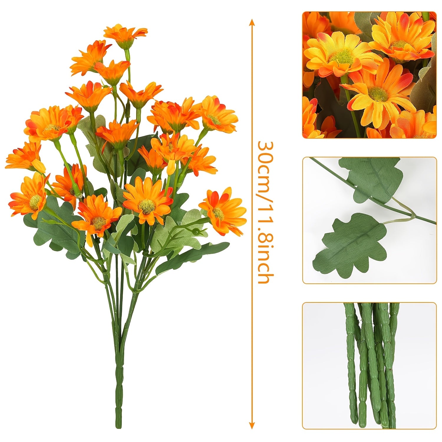 Artificial Plastic Daisy Flowers UV Resistant for Home Decor Tabletop Arrangements Spring Occasions