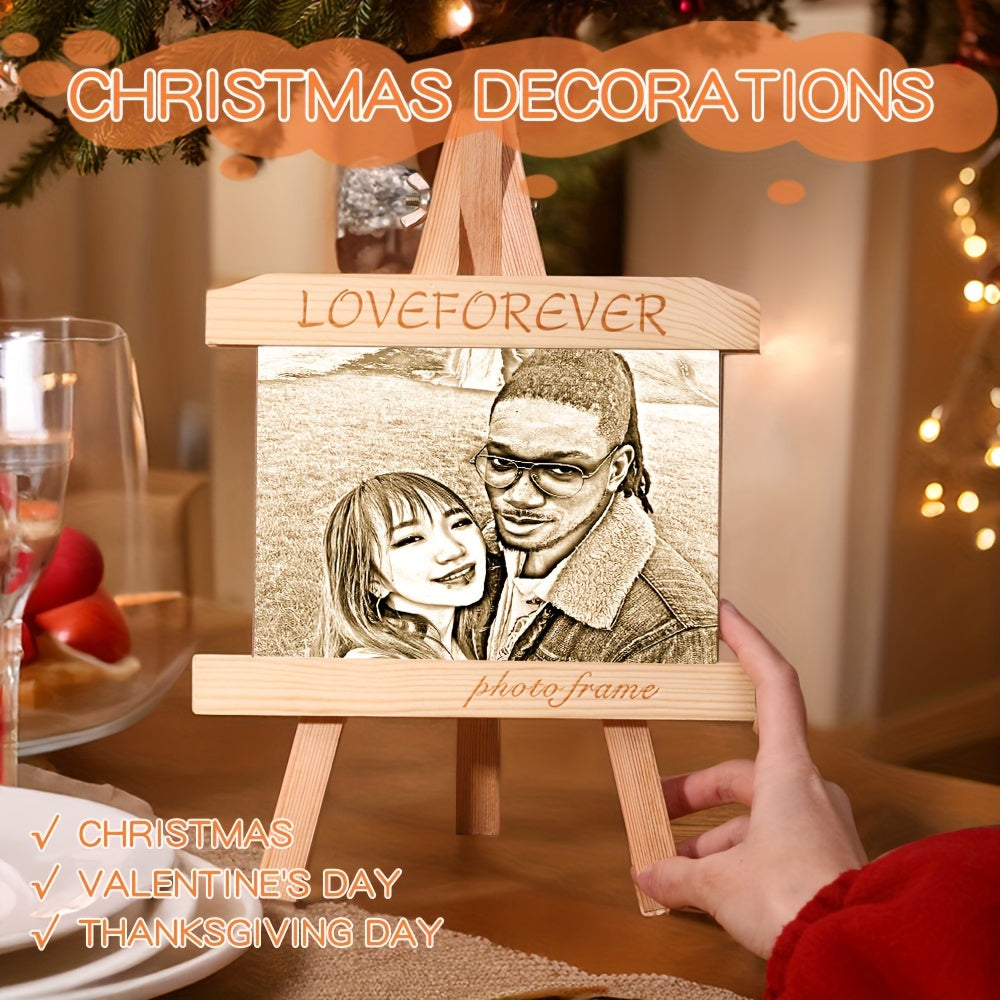 Handcrafted Wooden Picture Frame with Custom Laser Engraving for Home Decor