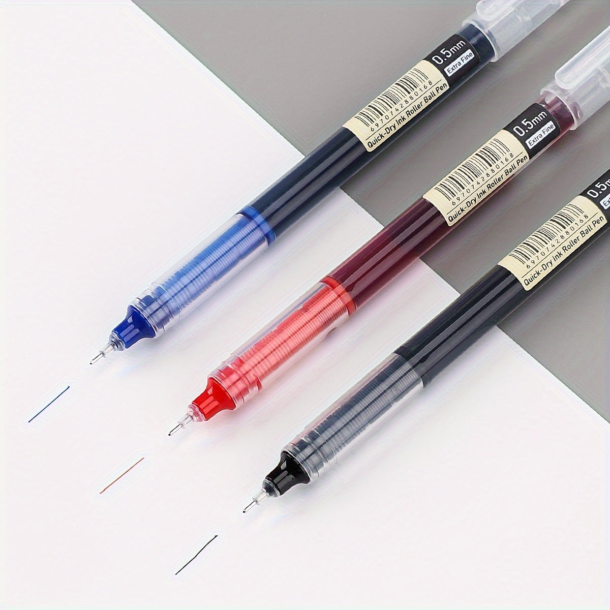 30pcs Ballpoint Pens Set 0.5mm Quick Drying Ink Black Blue Red for School Office