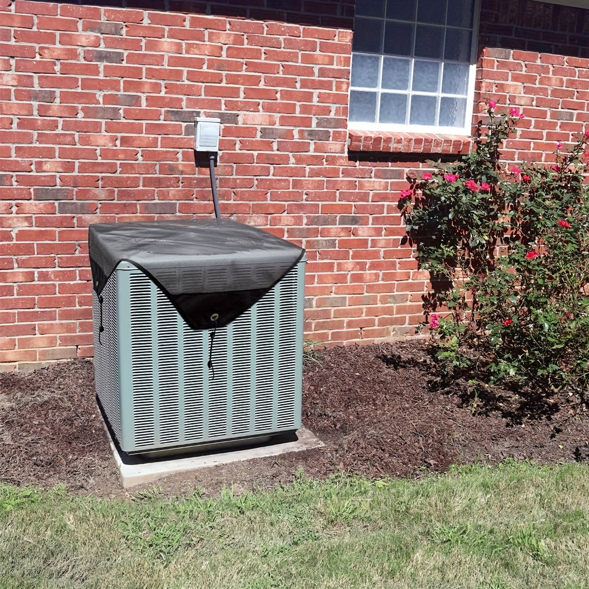 Outdoor Air Conditioner Cover with Leaf Guard Mesh Durable Weatherproof Protection