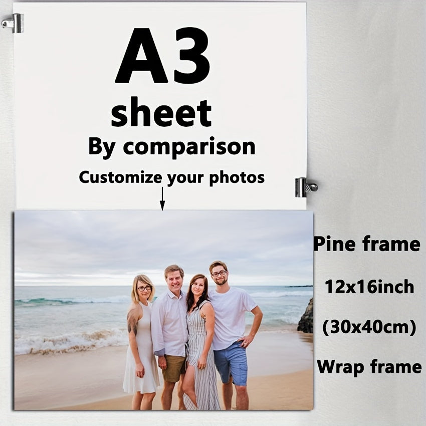 Personalized Family Photo Canvas Print Framed Wall Art for Living Room Bedroom Office