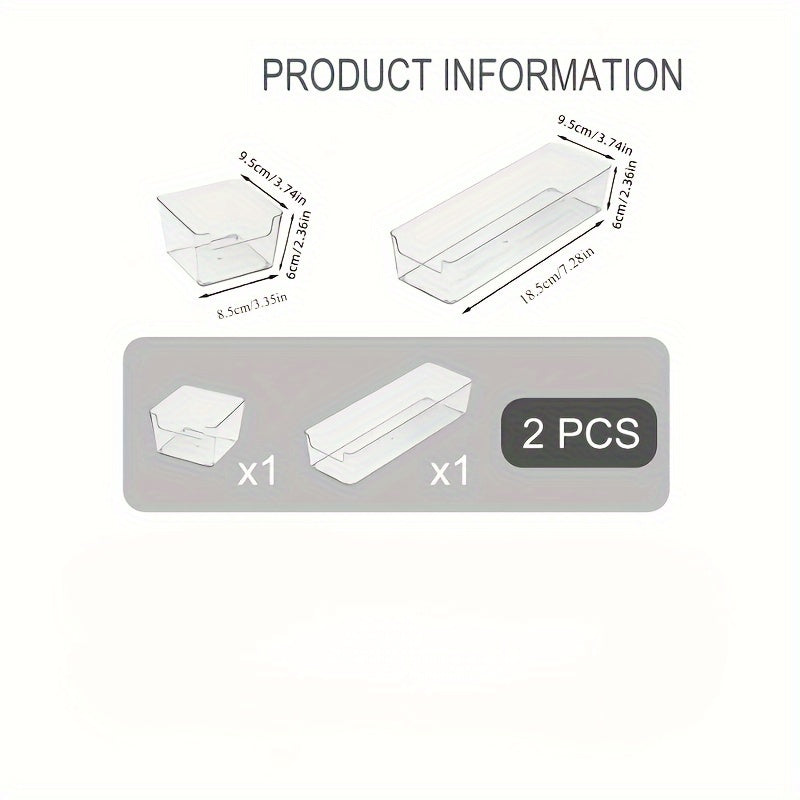 Set of 2 or 6 Clear Plastic Drawer Organizers for Cosmetics Jewelry Makeup and Storage