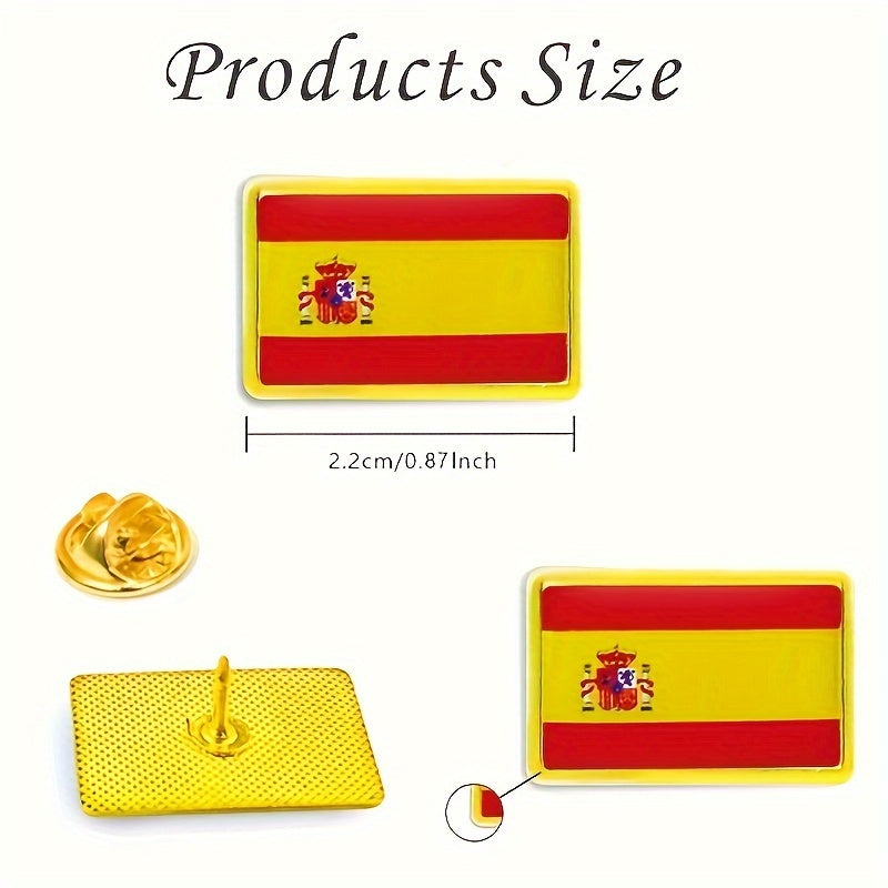 Set of 20 Spanish Flag Alloy Lapel Pins Square National Emblem Brooches for Jackets Backpacks Accessories