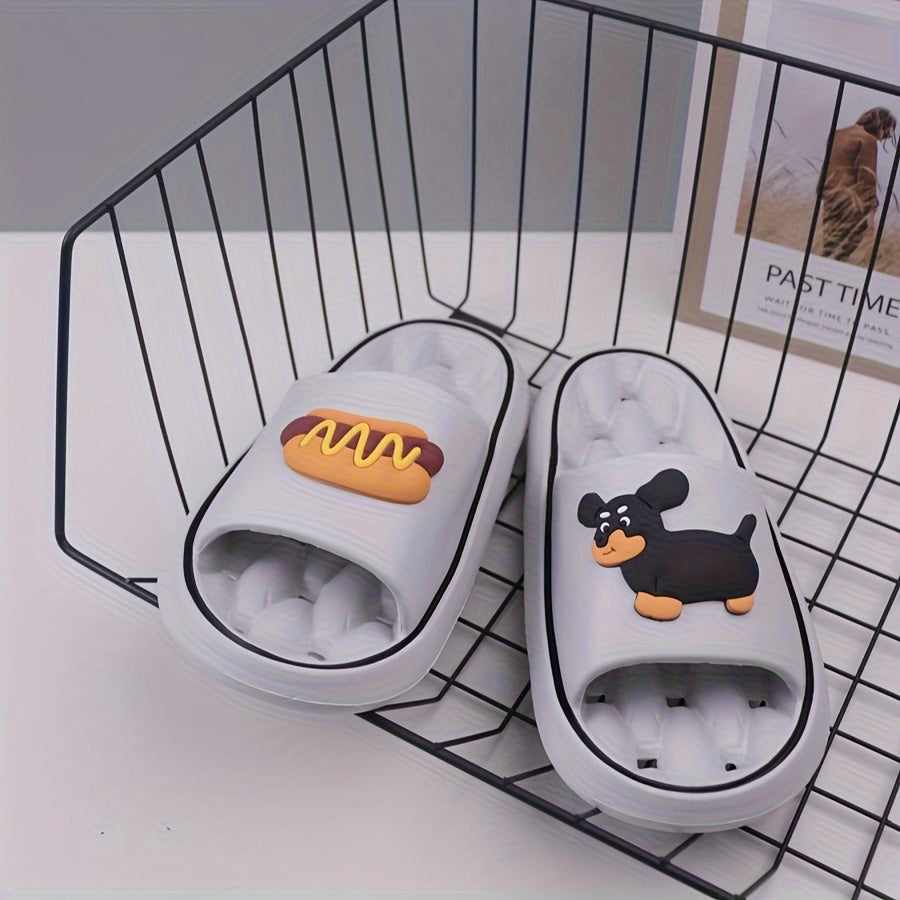 Women's EVA Slippers with Sausage Dog Print Anti-Slip Breathable Open Toe