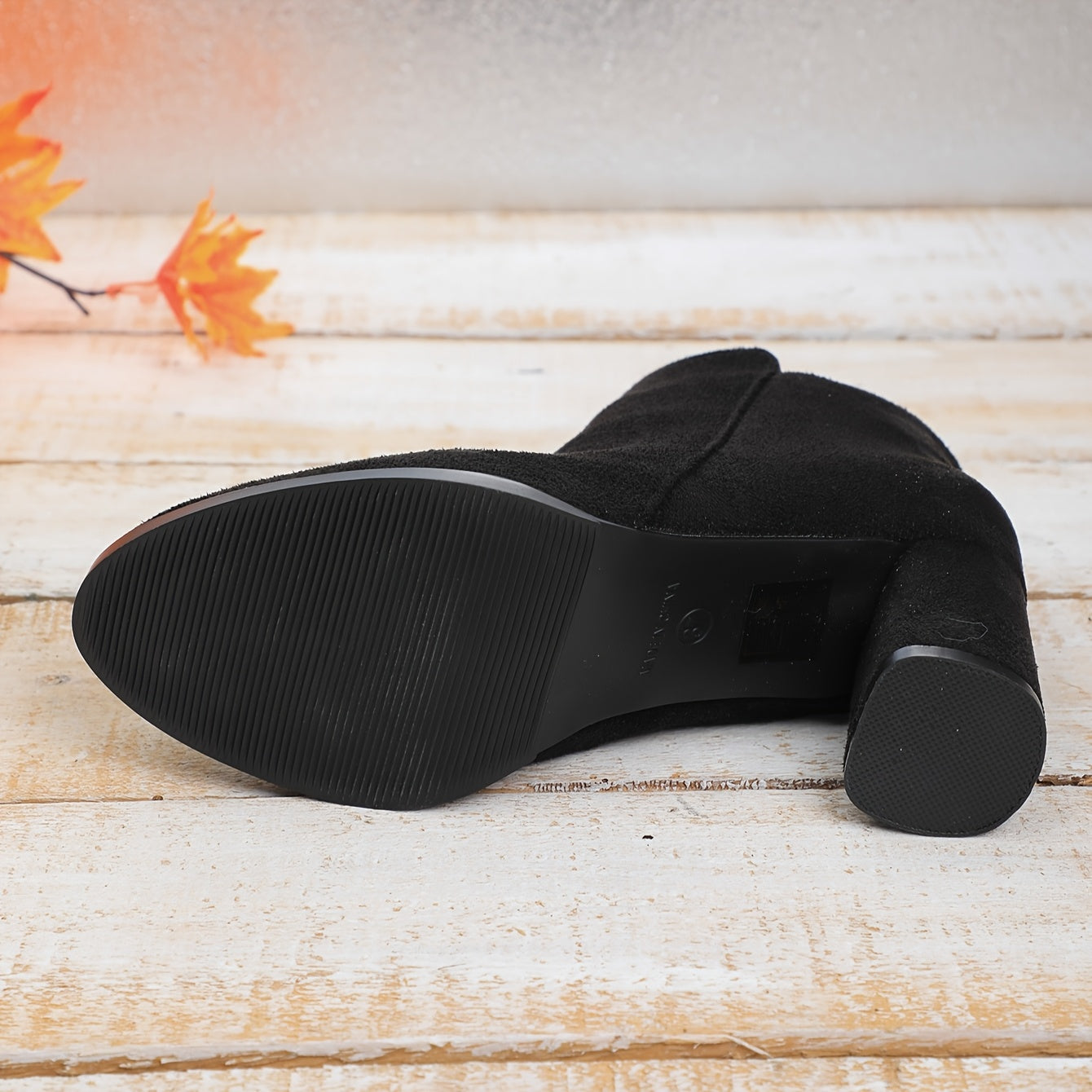 Women's Red Autumn Winter Short Booties with Mid Heels Plush Lining