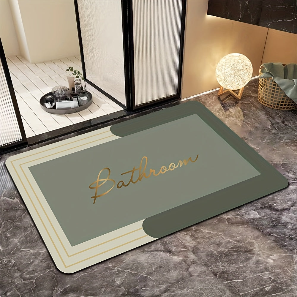 Bath Mat with Geometric Pattern, Anti-Slip, Quick-Dry, Washable, Dirt-Resistant
