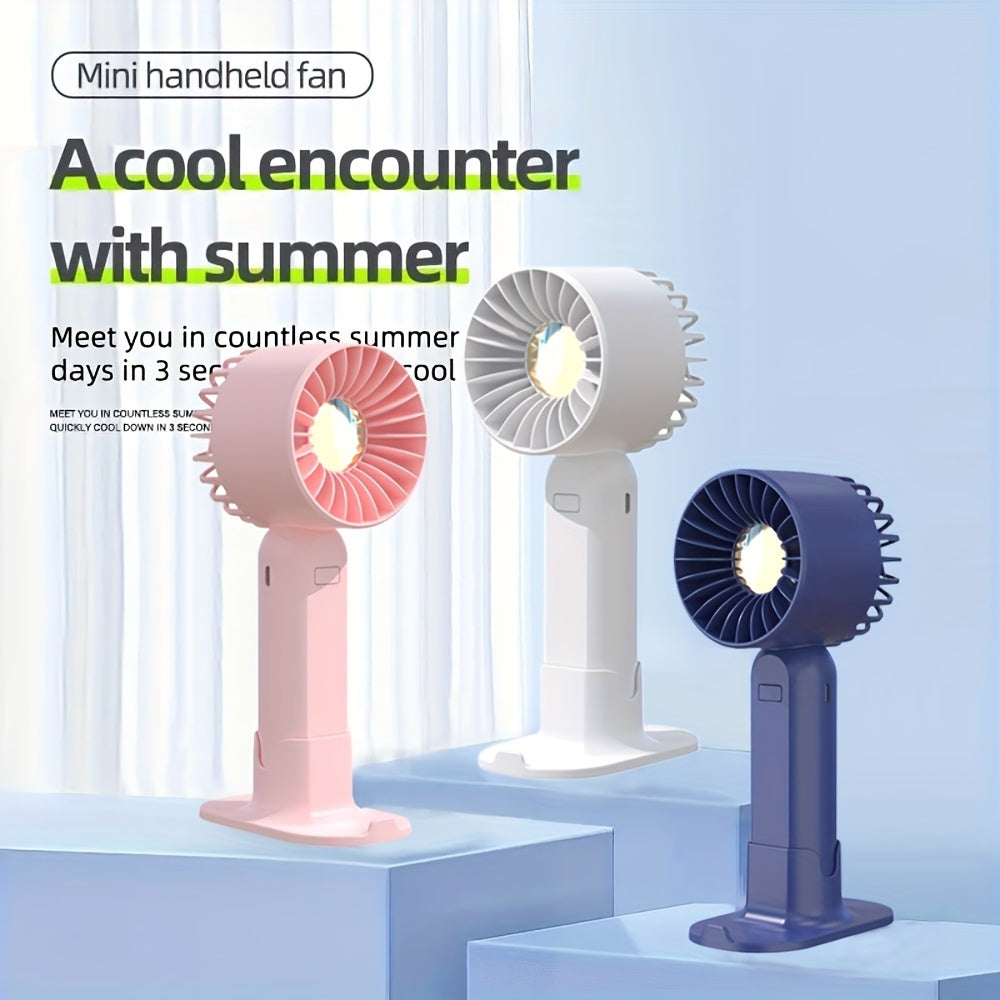 Mini ventilador portátil con soporte para teléfono, 3 configuraciones de velocidad, recargable por USB