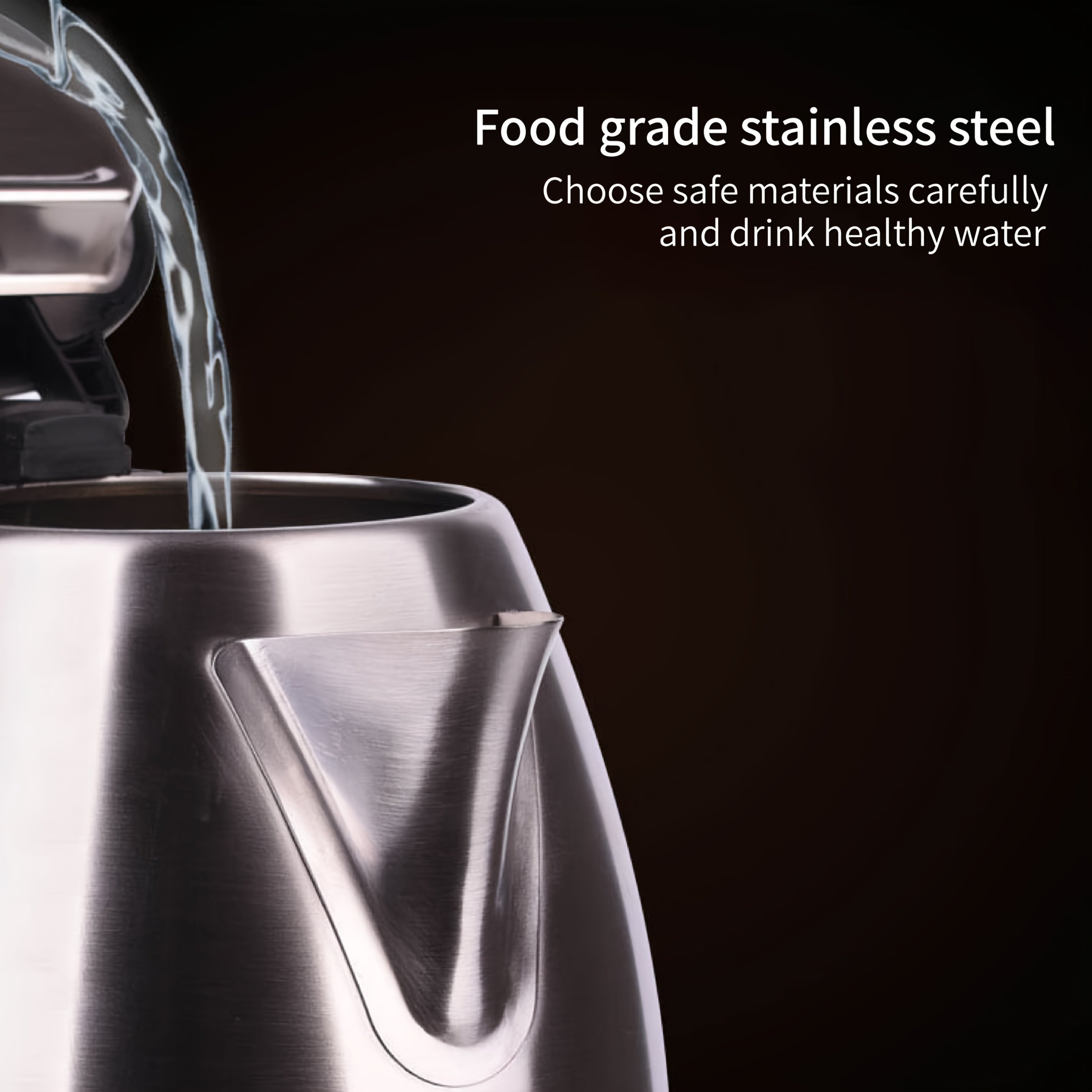 Электрочный чайник из нержавеющей стали 1.8Л 1500Вт Быстрое кипячение Автоматическое отключение Ручка