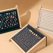 Beveled Rubber Wood Earring Display Stand for Jewelry Storage
